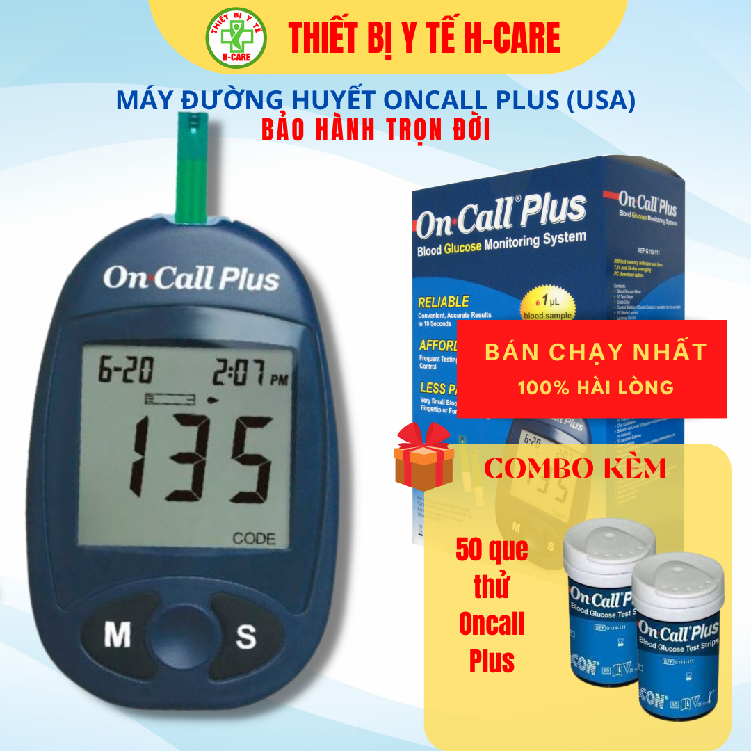 Máy đo đường huyết acon on call plus tặng 50 lần test tiểu đường miễn phí