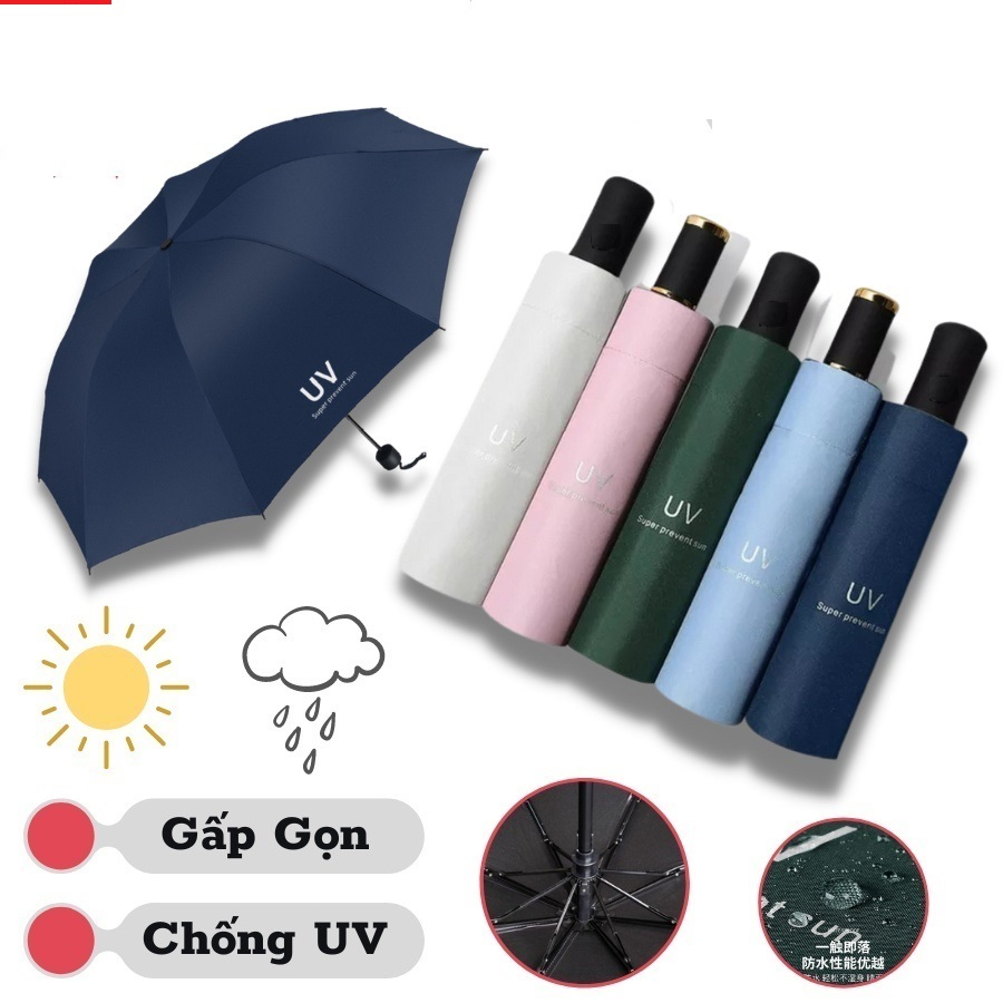 Ô che nắng chống tia UV, dù che mưa che nắng cầm tay gấp gọn, kiểu dáng, màu sắc bắt mắt
