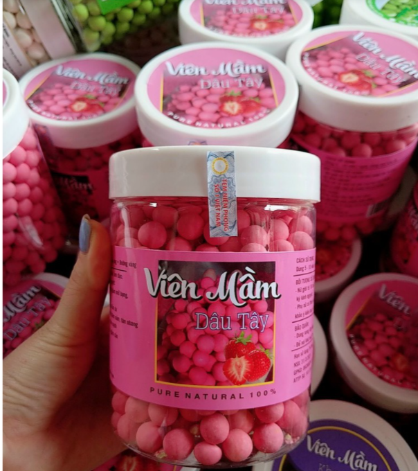 500gr viên mầm đậu nành dâu tây- tăng size vòng 1- keo mam dau tay tang vong 1, giam can