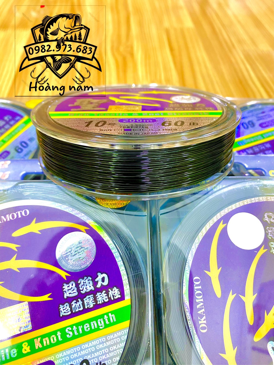 Cước câu cá okamoto 4 con cá 250m đủ size -