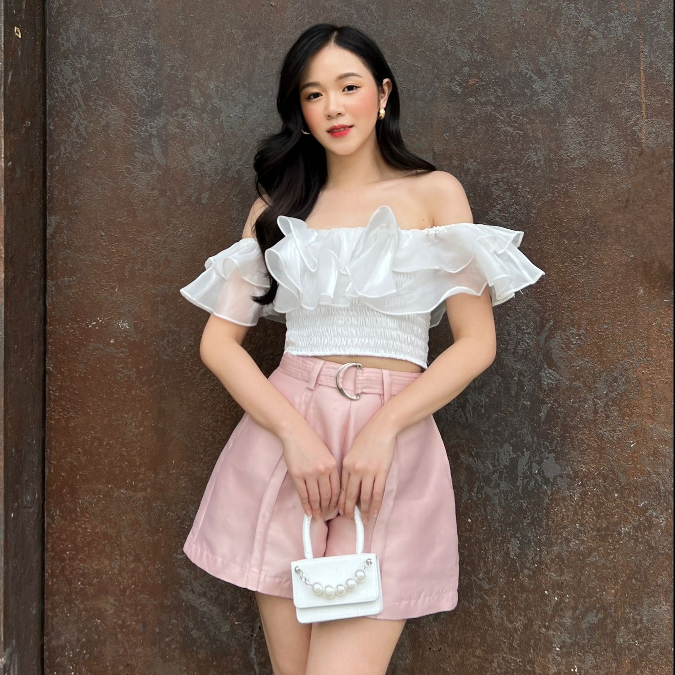 Olv - áo kattie top in white