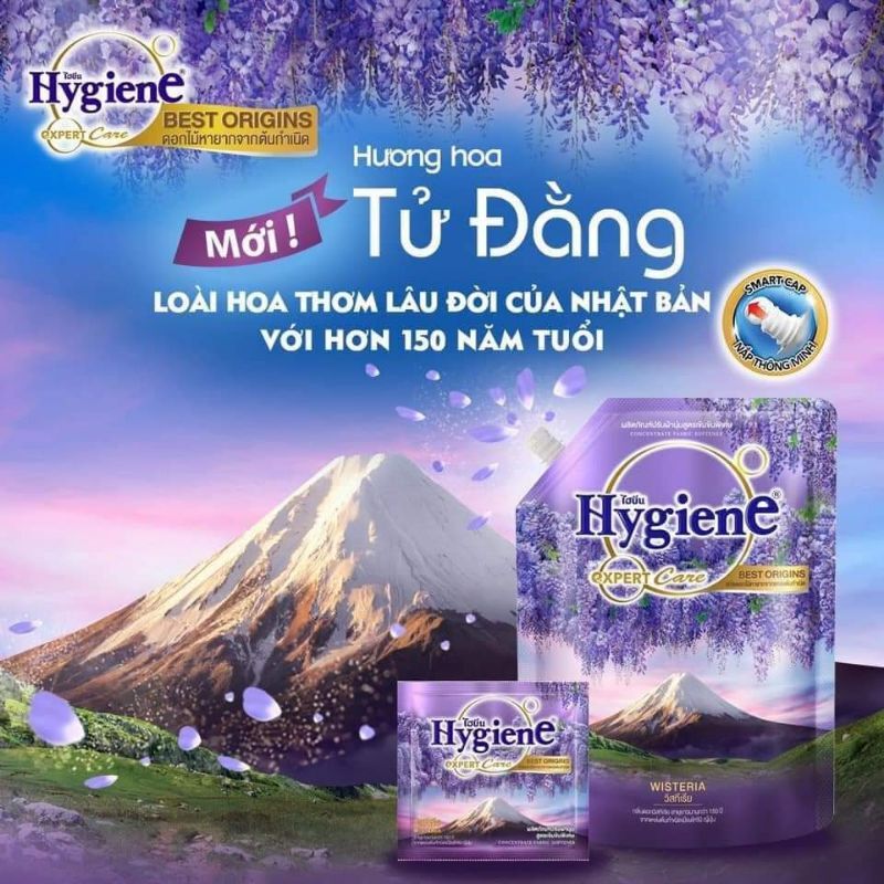 Combo 2 túi nước xả vải đậm đặc Hygiene thái lan màu tím núi 1150ml/túi