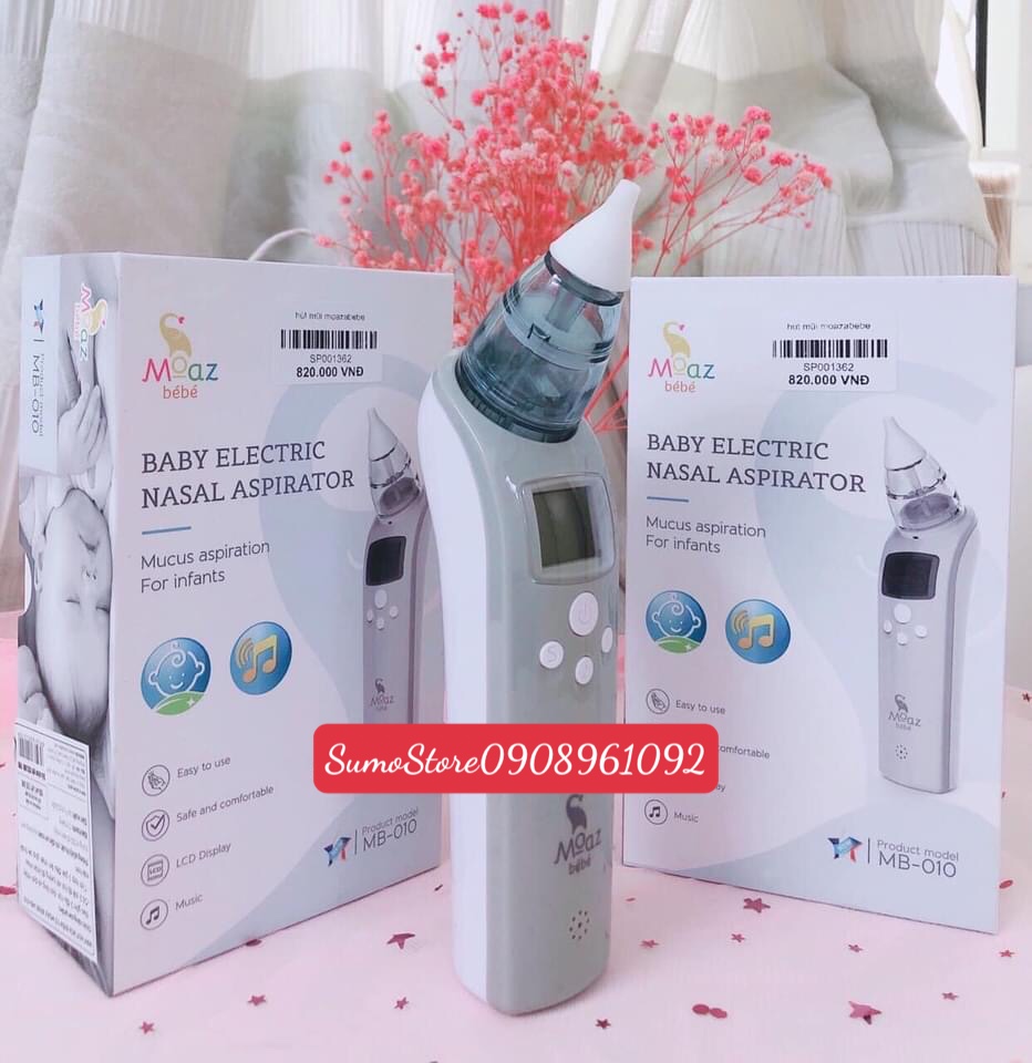 [HCM][Hàng CTY]Dụng Cụ Hút Mũi Máy hút mi điện tử Moaz Bébé MB-010Máy Hút Mũi Cho Bé Sơ Sinh Cao Cấp Làm Sạch Đường Hô Hấp Được Fda Phê Chuẩn Chất Lượng Cao - Bảo Hành 1 Đổi 1