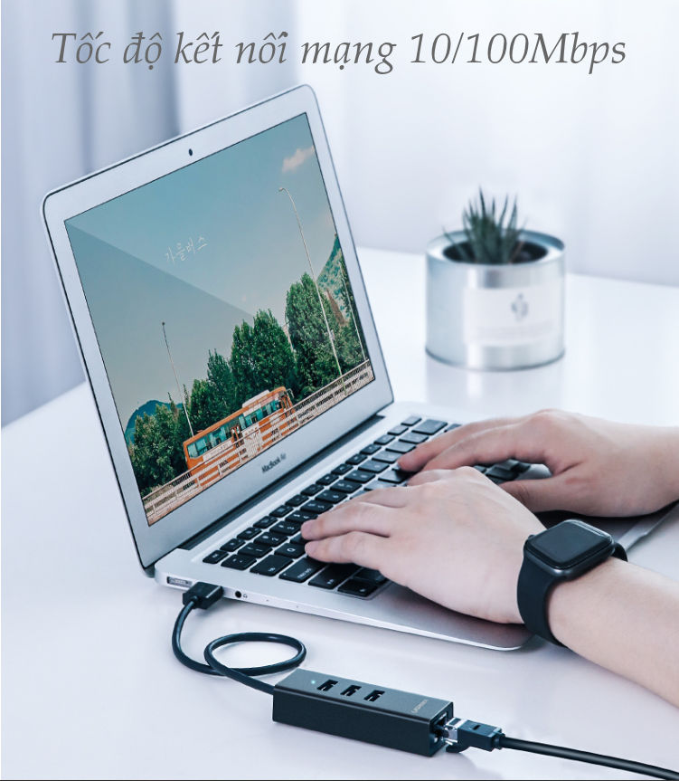 Bộ chia 3 cổng USB 2.0 kèm cổng mạng Ethernet 10/100Mbps dài 20cm Ugreen CR129 Bộ chia 3 cổng USB 2.0 kèm cổng mạng Ethernet 10/100Mbps dài 20cm Ugreen CR129