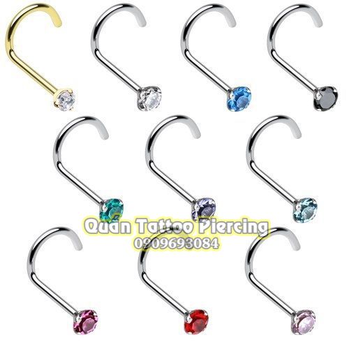 khuyên mũi đá trấu chân cong - bám tốt không bị rơi khuyên đá zircon sáng đẹp thời trang