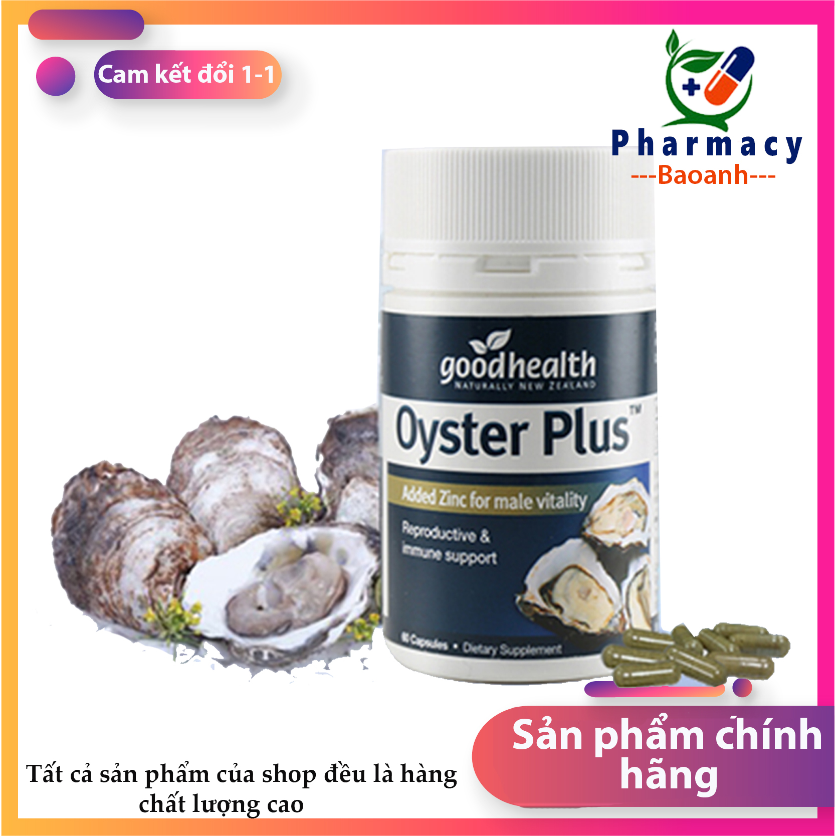 Tăng cường sinh lí: Tinh chất hàu biển " Hàu oyster plus" lọ 60 viên giúp tăng cường sinh lực phái mạnh Hàng chính hãng - Đánh giá 5 sao - chất lương cao