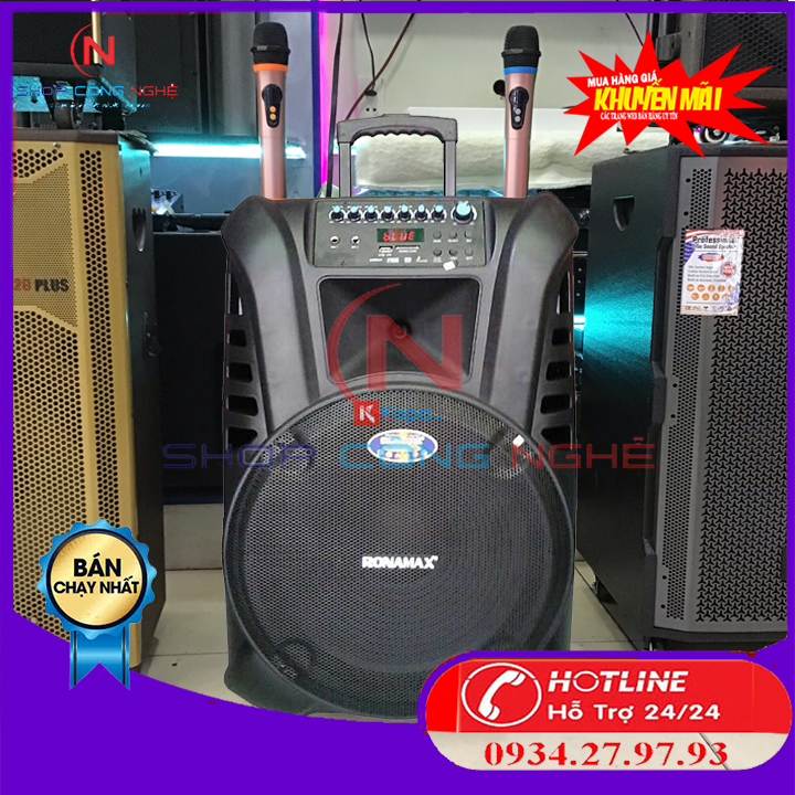 Loa kéo di động ronamax s15 4 tấc công suất cực khủng pin lâu karaoke nghe nhạc cực hay