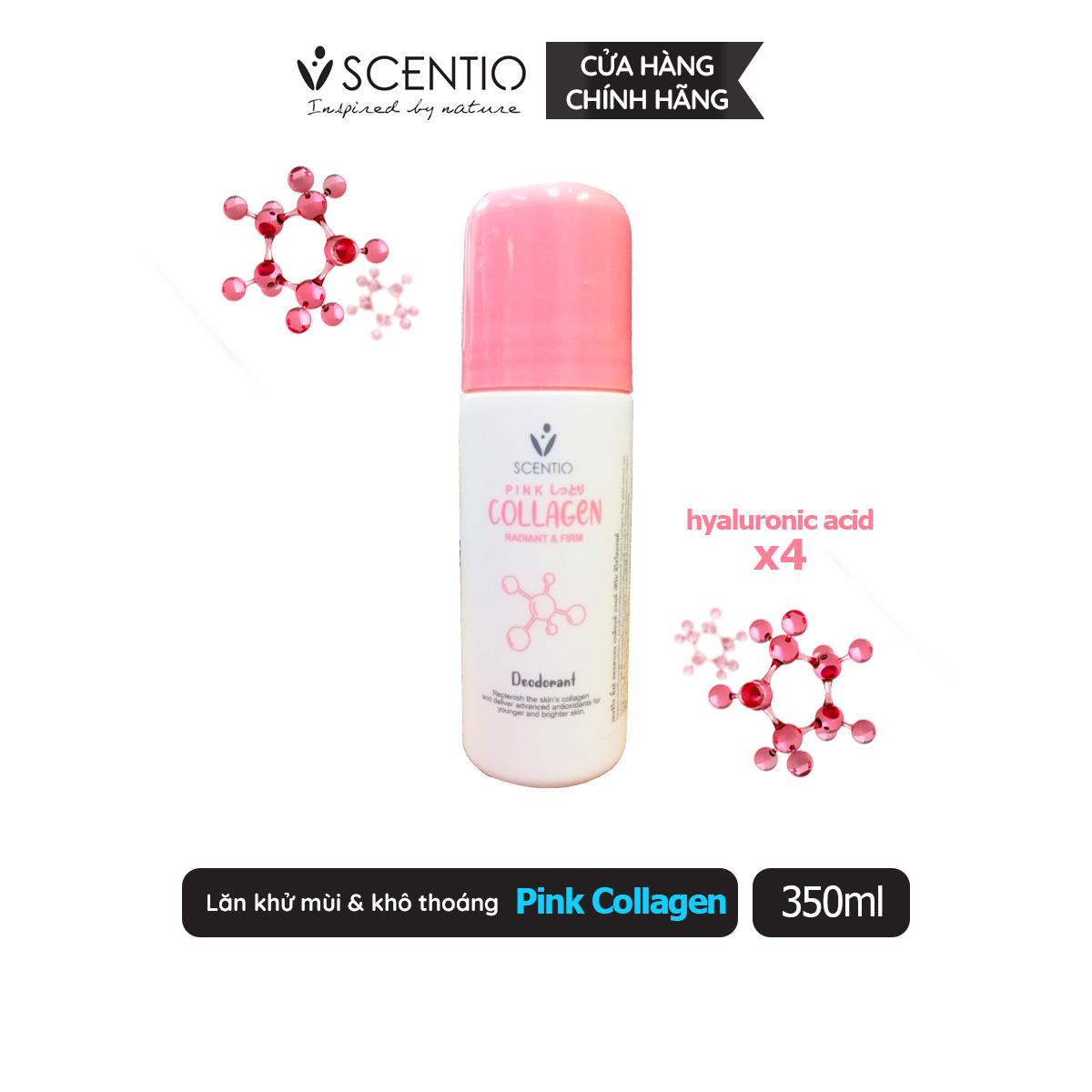 Lăn khử mùi và khô thoáng vùng da dưới cánh tay Scentio Pink Collagen 50ml