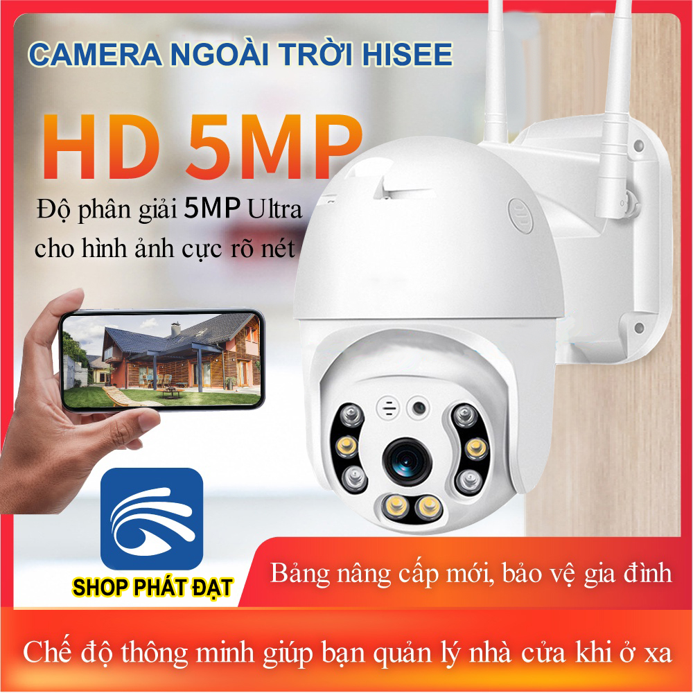 Camera wifi ngoài trời, Xoay 360° Chống Nước YooSee Full HD 5MP, Phát hiện chuyển động, Hồng Ngoại nhìn đêm, Đàm thoại 2 chiều.
