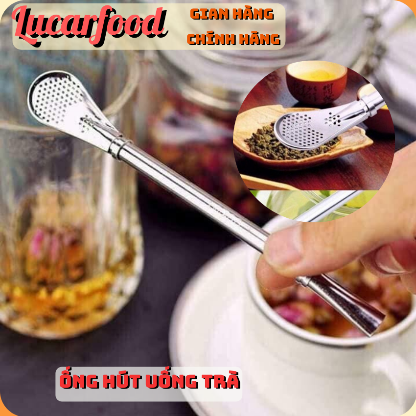 Ống hút inox 2 trong 1 kiêm muỗng ,ống hút uống trà ,lọc trà