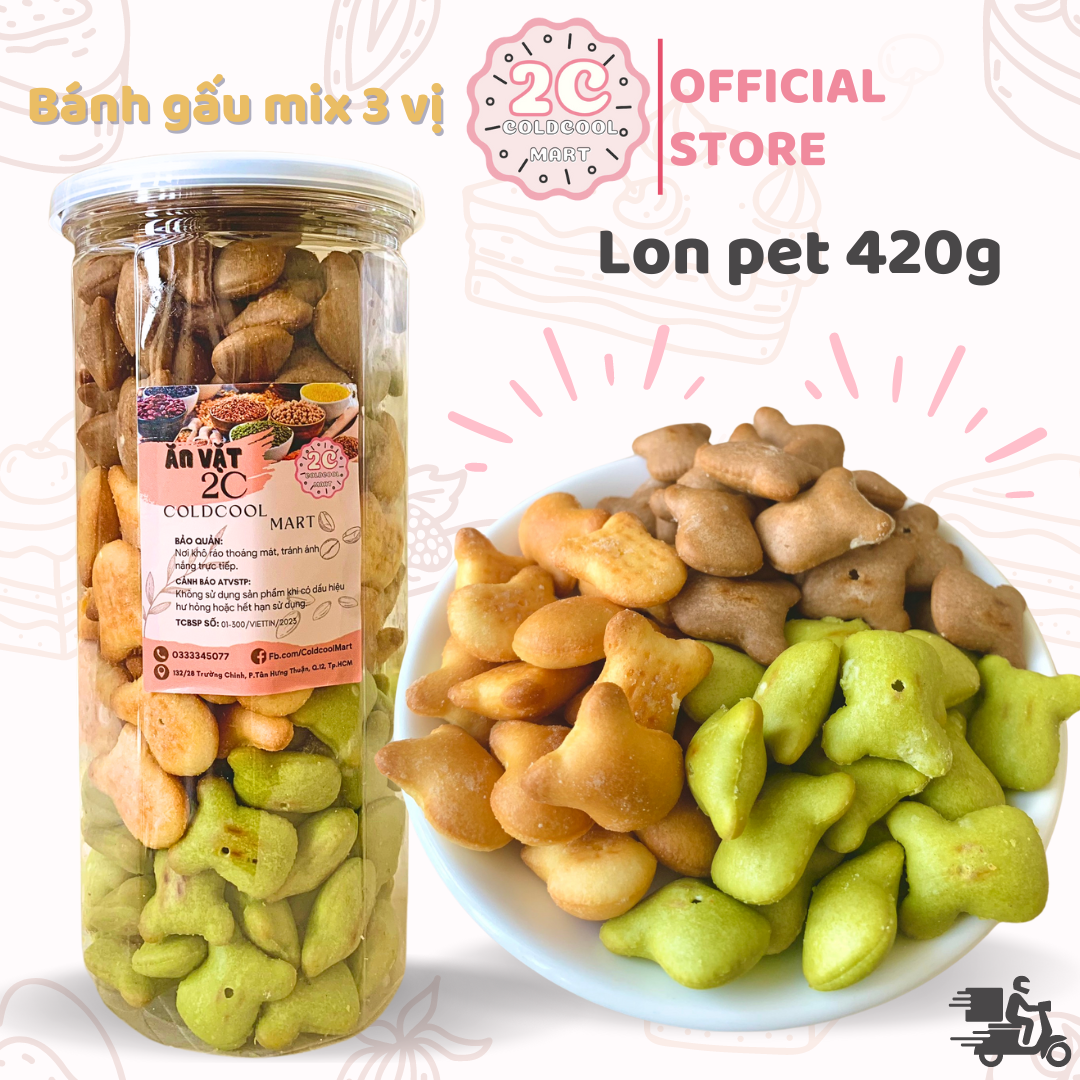 Bánh gấu nhân kem mix 3 vị 420g coldcool mart
