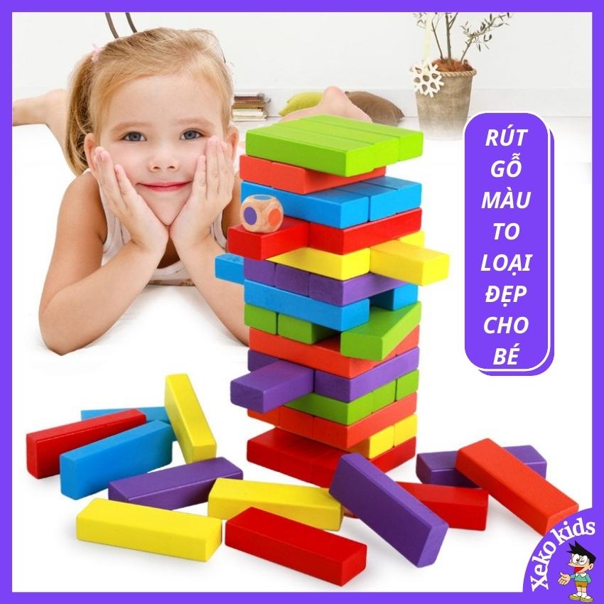 Đồ chơi trí tuệ cho trẻ em, trẻ con bộ rút gỗ màu, xếp hình bằng gỗ thông minh loại to, đẹp cho bé trai, gái 2 3 4 5 6 7 tuổi XEKO