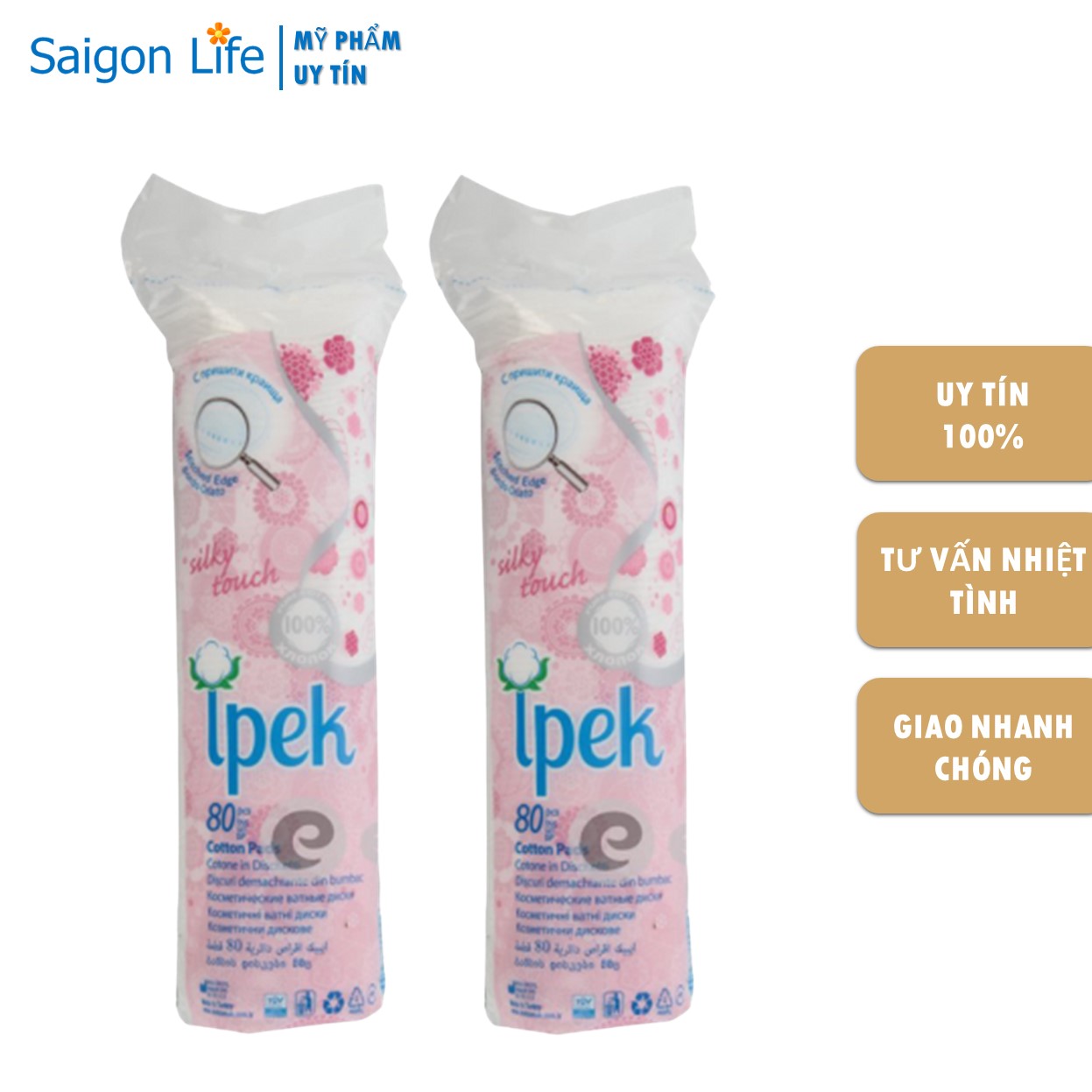 Combo 2 Bông tẩy trang IPEK Thổ Nhĩ Kì 80 miếng