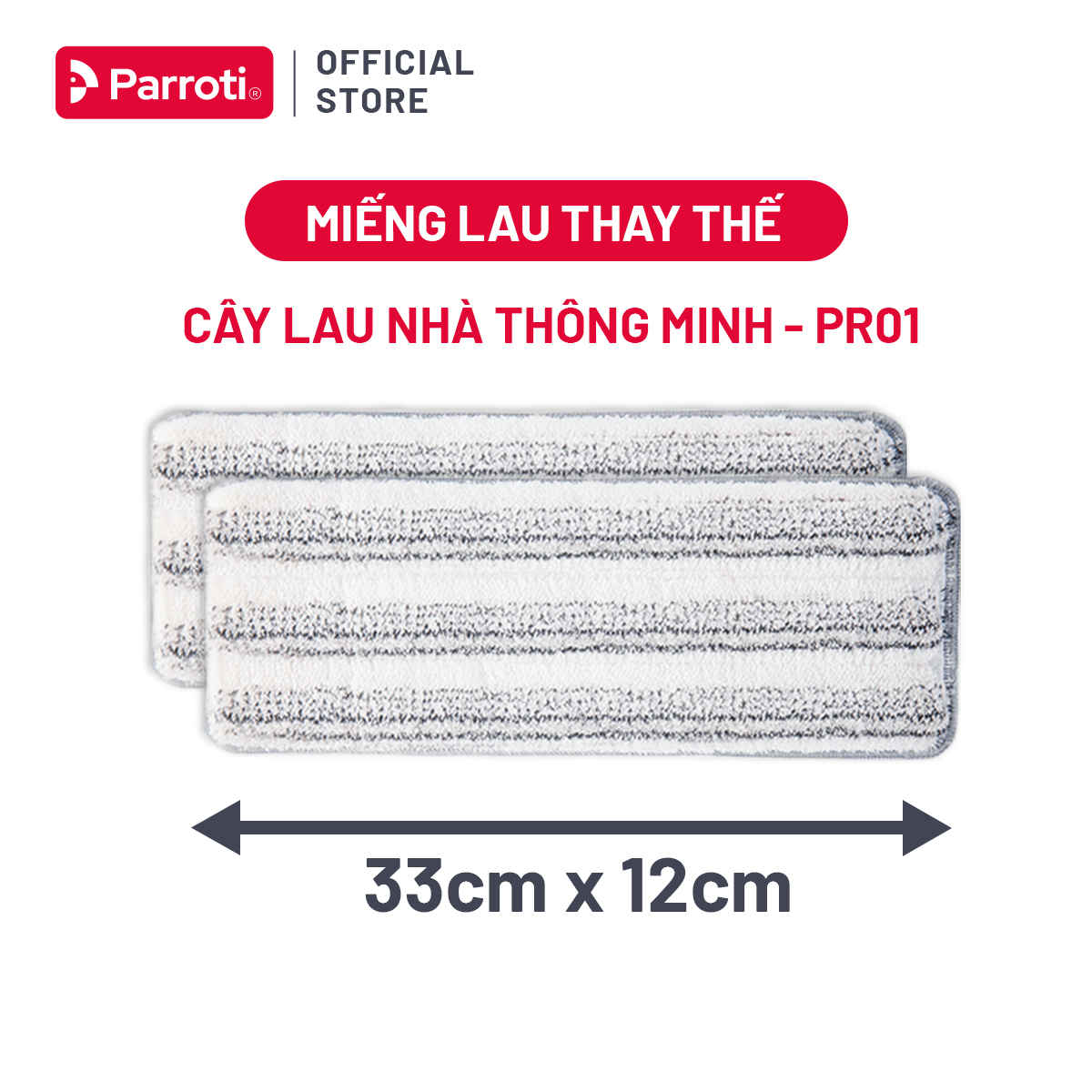 Miếng lau nhà 33x12cm, dùng cho bộ lau nhà Parroti Pro PR01