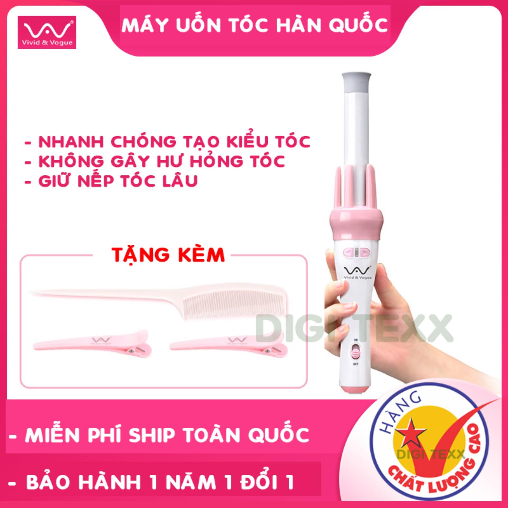 Máy uốn tóc gợn sóng, máy uốn tóc mini, máy uốn tóc 3 in 1, Máy uống tóc tự động xoay 360 độ, không cháy xém, dễ dàng làm xoăn vào nếp, hàng bảo hành 1 năm 1 đổi 1