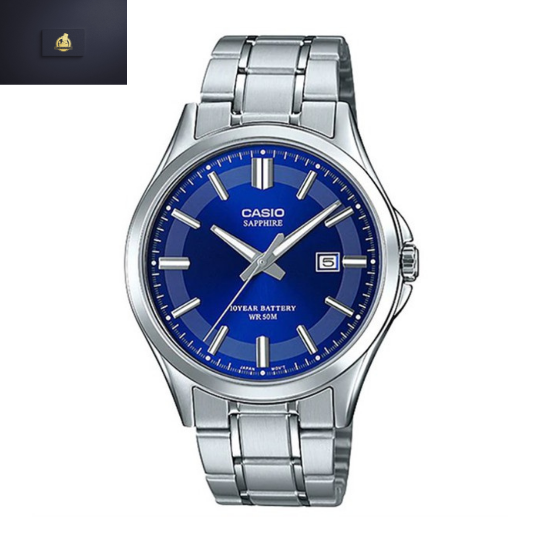Đồng Hồ Nam Casio MTS-100D-2A Kính Saphire Dây Thép Mặt Xanh Sang Trọng Fullbox, Size 41mm Chống Nước 50m, Tặng Kèm Quà Tặng Hộp Thép Casio, Bảo Hành 1 Năm Tại Đồng Hồ Doanh Nhân