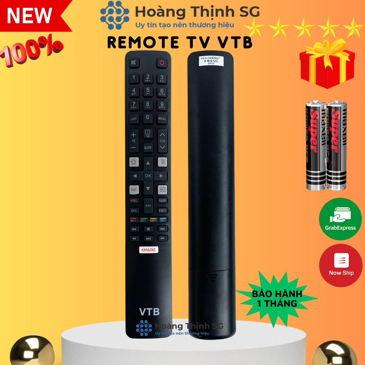 Remote điều khiển tivi vtb, điều khiển tv vtb các dòng led / lcd / smart tv - tặng kèm pin