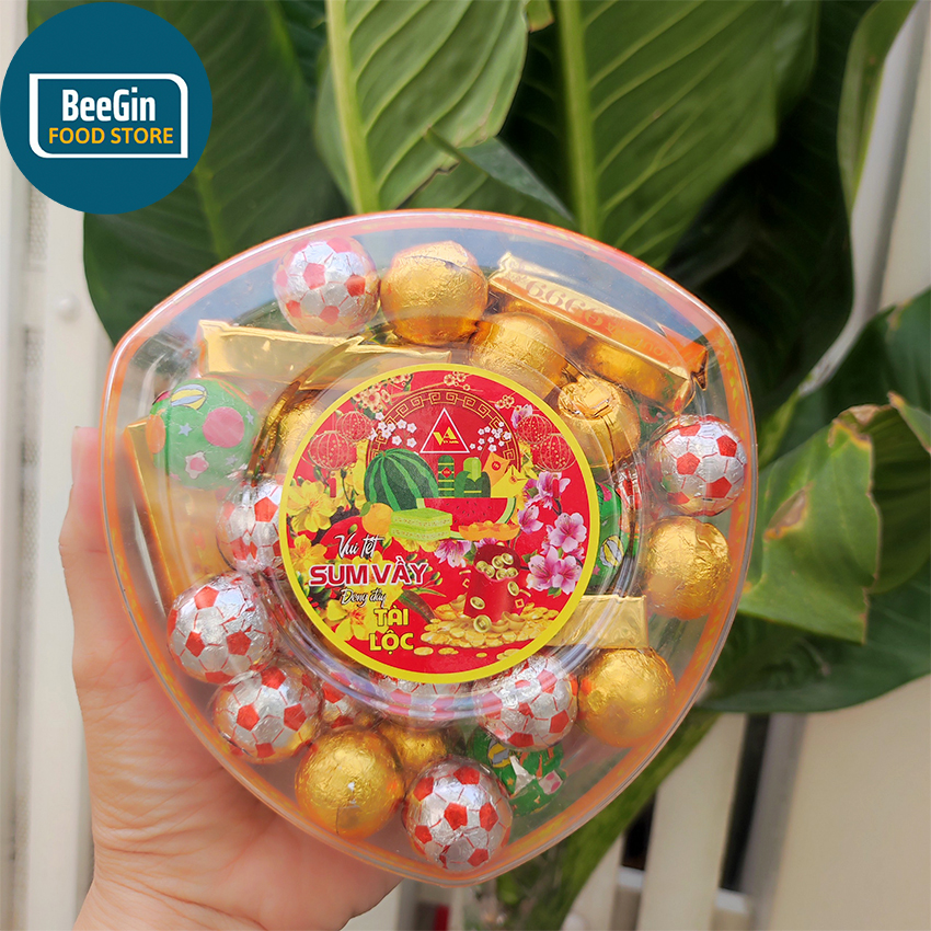 Hộp 500g kẹo socola mix thập cẩm đủ hình, bánh kẹo tết k28 - beegin food