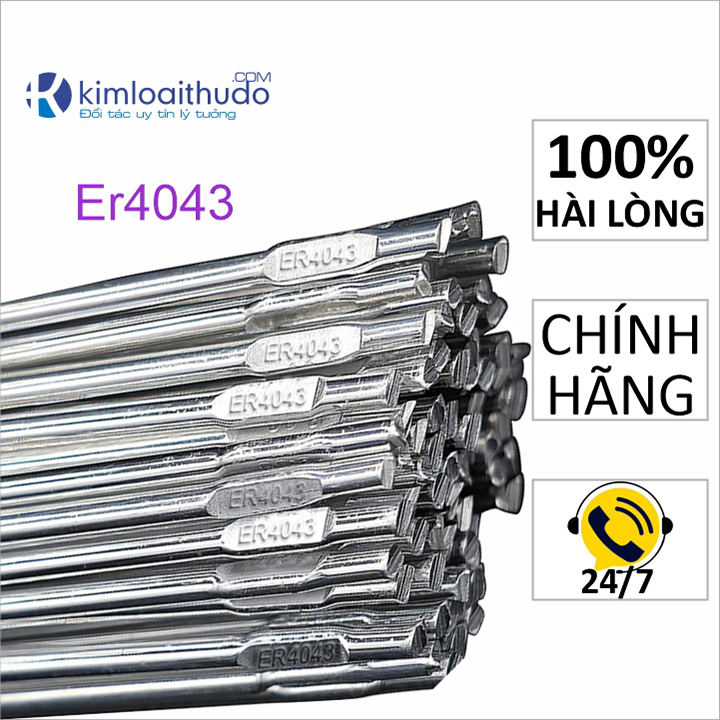 5 Que hàn nhôm Er4043-2.4mm. Hàng nhập khẩu chất lượng cao, cho mối hàn bền bỉ, sáng láng. Hàn két nước két dầu, điện lạnh, nội thất..