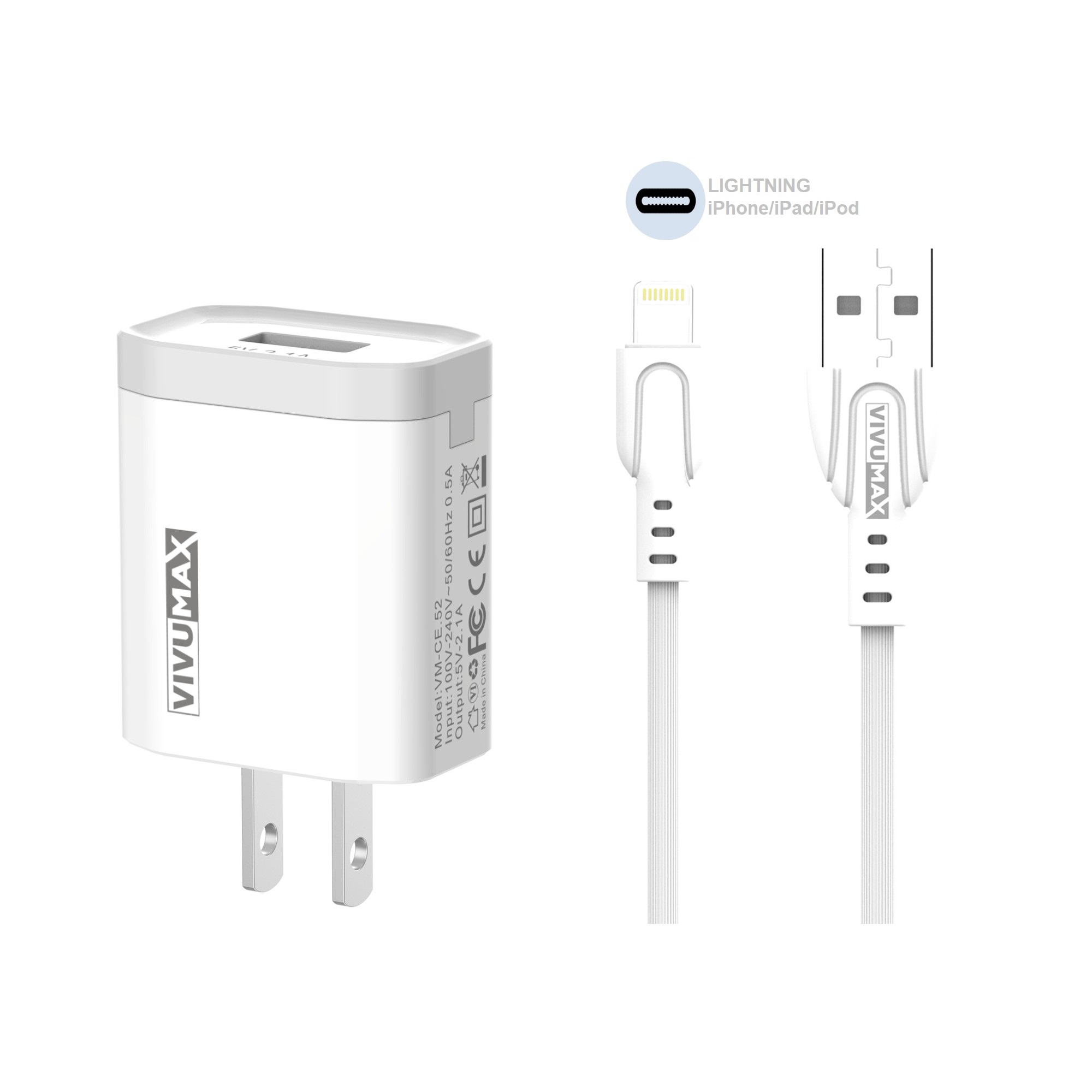 Bộ sạc và truyền dữ liệu VivuMax L1 đầu sạc Lightning (IPhone/IPad/IPod) – Hàng Chính Hãng, Bảo Hành Chính Hãng 12 Tháng (Đổi Mới)