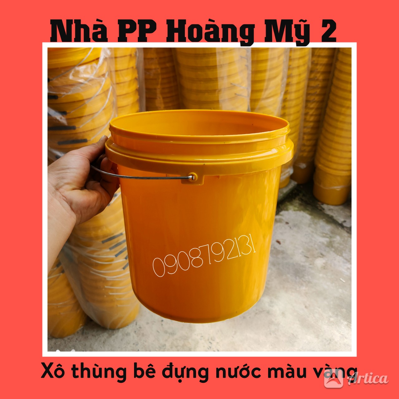Xô nhựa tròn,Thùng bê, thùng sơn nước Hàng mới 100% màu vàng