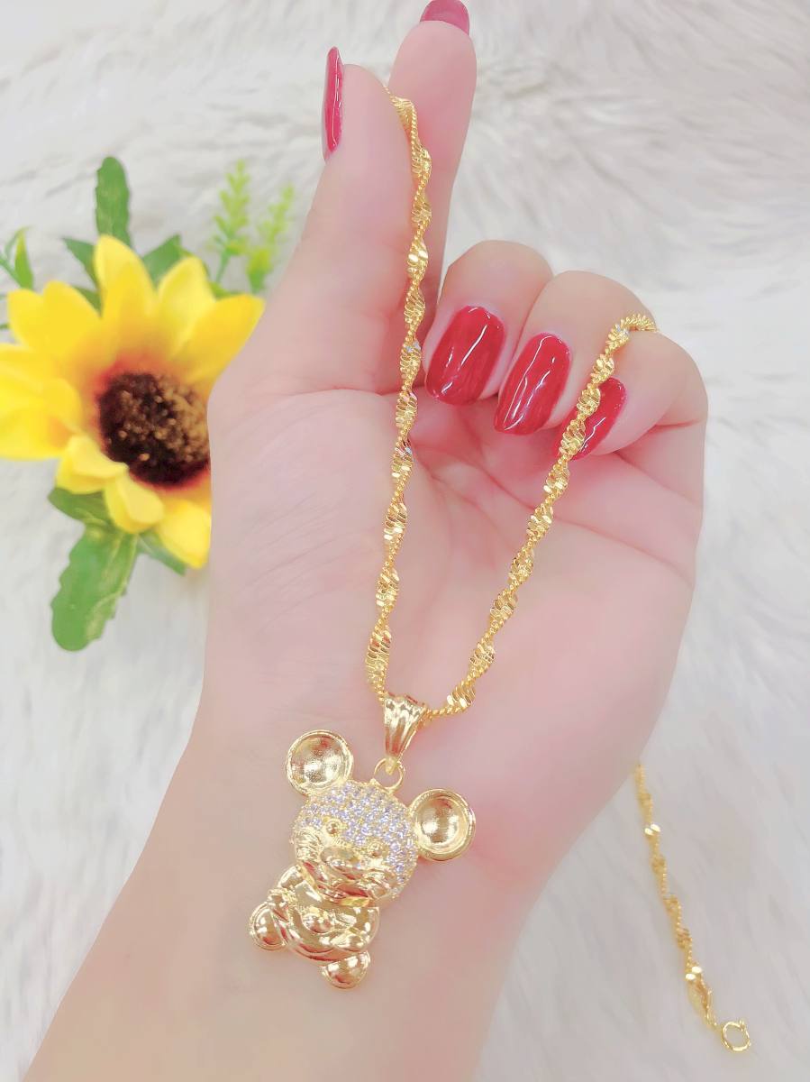 Dây chuyền nữ chuột vàng mạ vàng 18K JK Silver cho độ sáng lấp lánh cao , không gây dị ứng, thích hợp đi tiệc cực sang chảnh, day chuyen bac dep ,trang suc vang non U.daychuyen63 m27d23 60R
