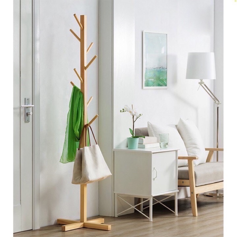 Cây treo quần áo đứng gỗ thông tự nhiên