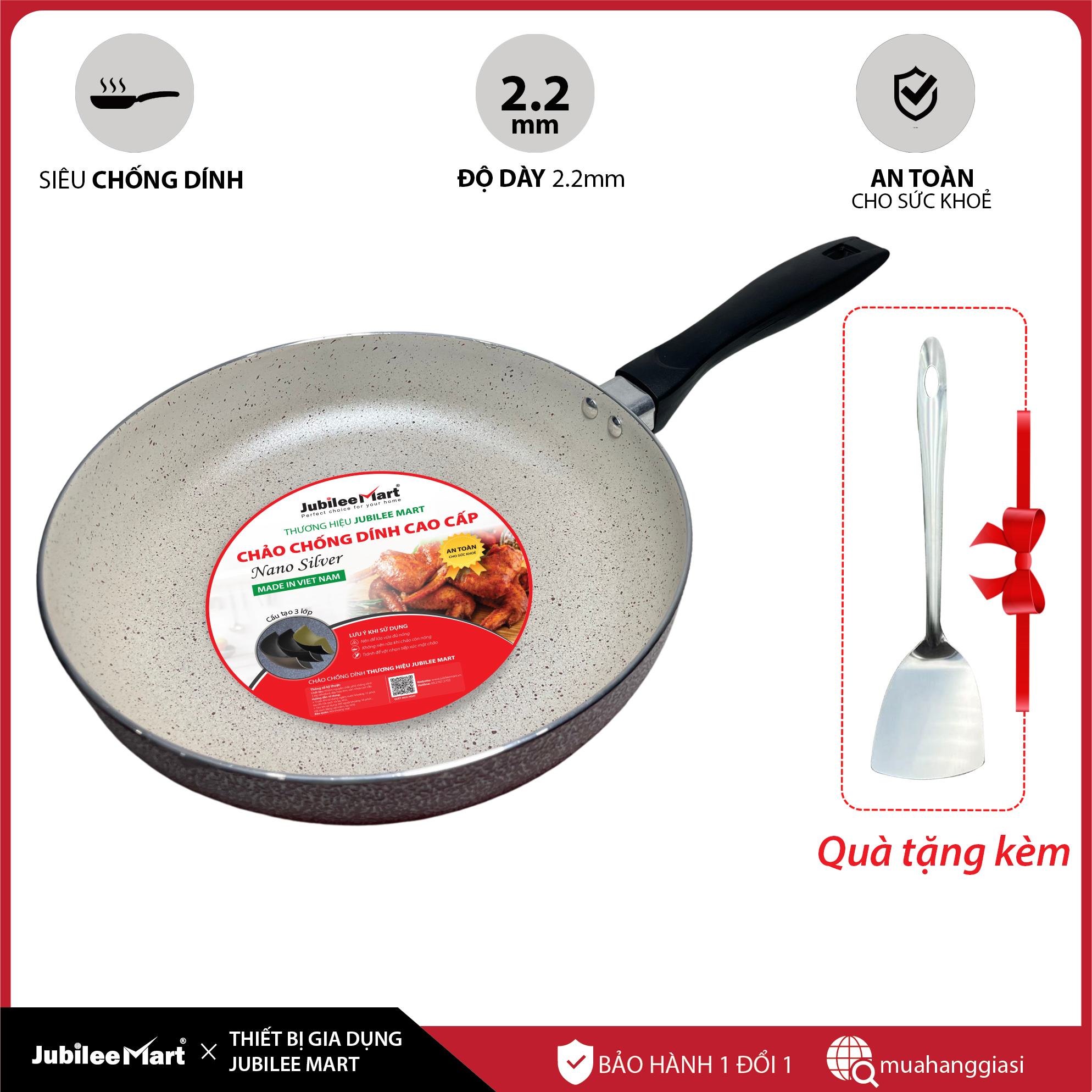 Giao hàng nhanh chảo chống dính cao cấp jubilee mart dày 2.2 ly , chảo chống dính vân đá, chảo chống dính an toàn sức khỏe, chảo chống dính phủ đồng cao cấp size 24cm