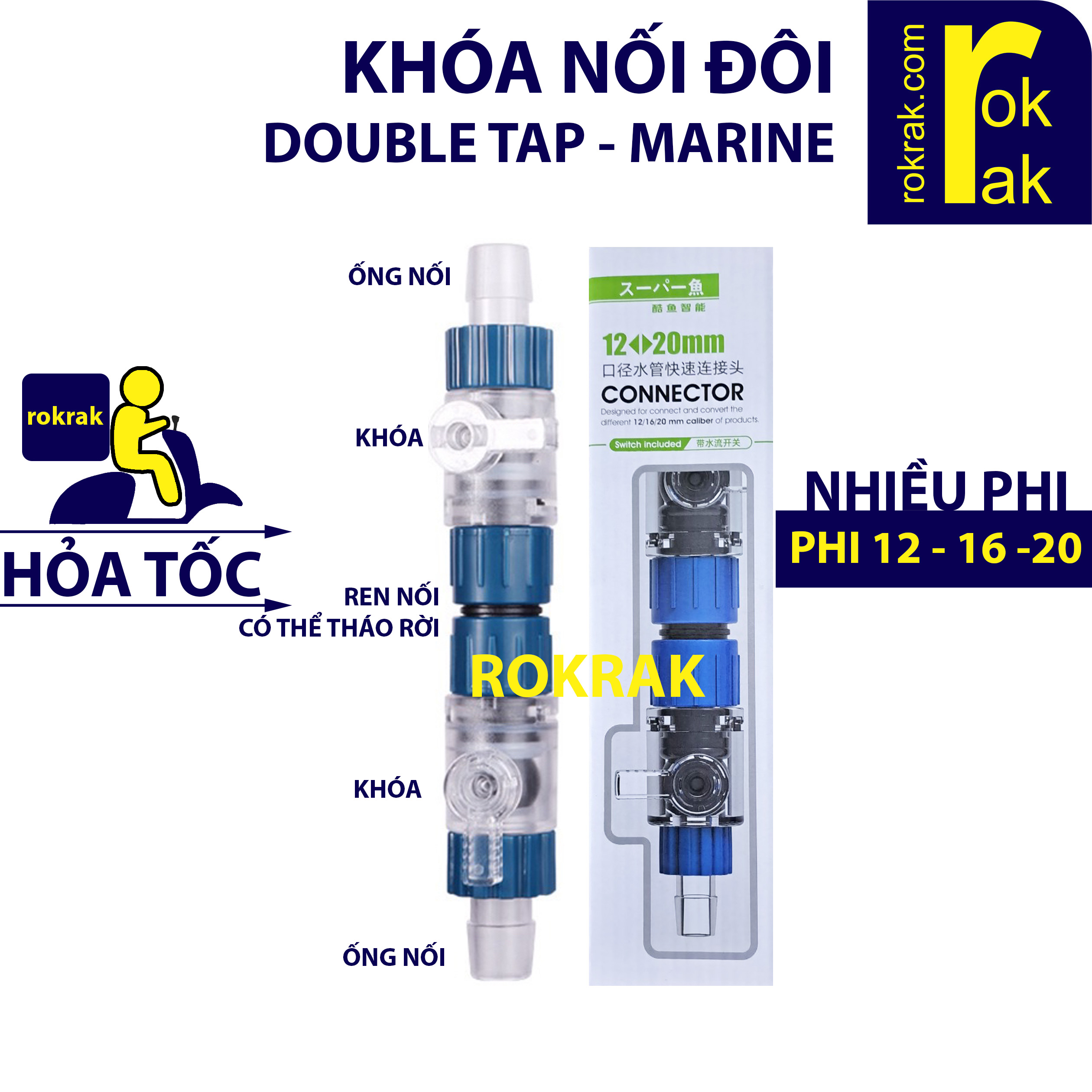 Double tab marine khóa nối đôi | khoá đôi doubletab nối nhanh cho lọc thùng thủy sinh