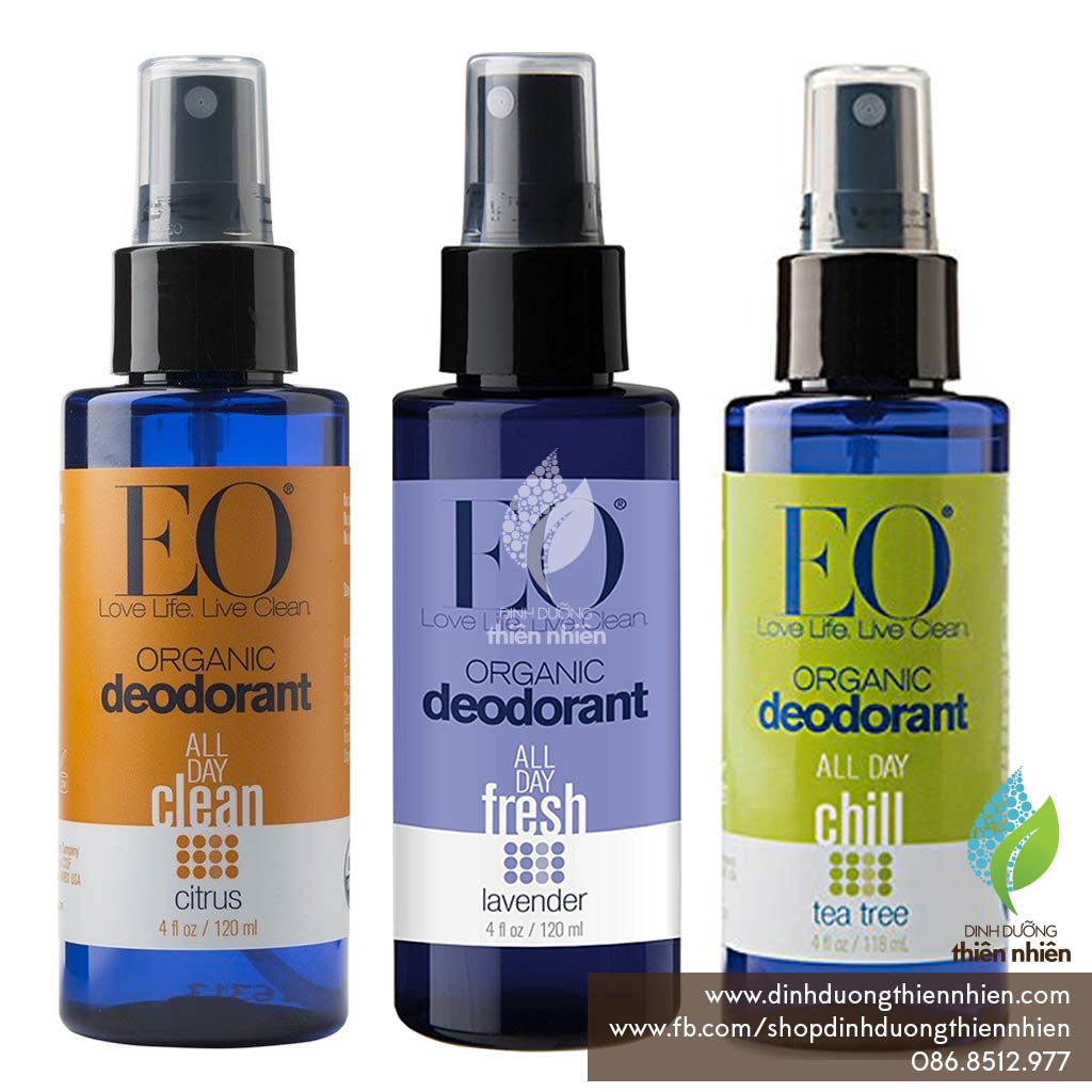 Chai xịt khử mùi hữu cơ cho cơ thể eo organic deodorant spray, 120ml