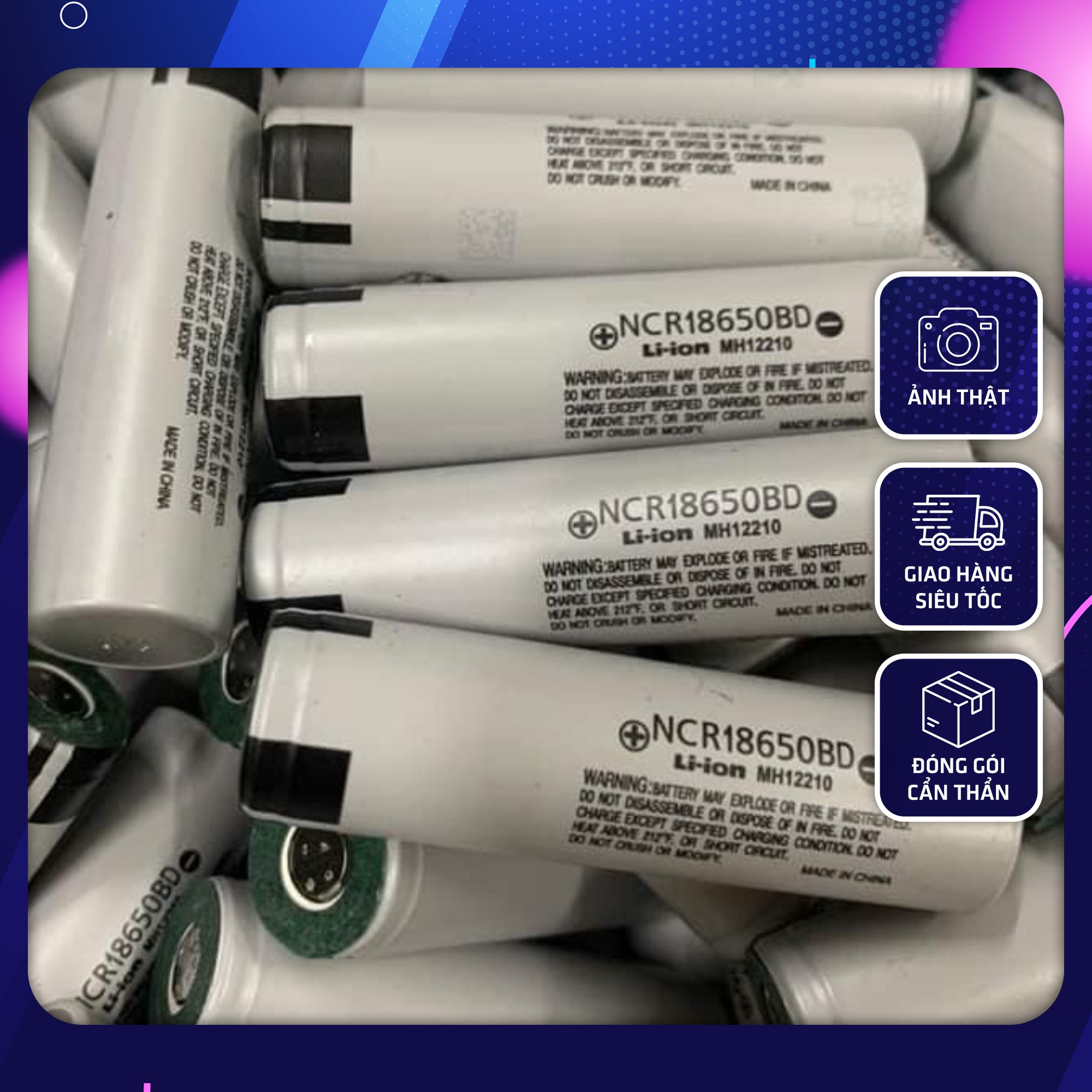 Combo15 Viên Pin Sạc Li-ion 18650 Pana Xám 2500mAh - Xả Cao 3.7V - Giao Hàng Nhanh