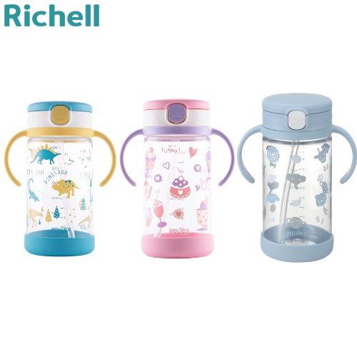 Bình ống hút richell aq 320ml có đế silicone | baby