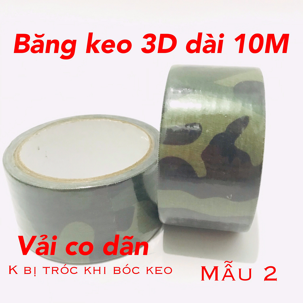 Băng keo ngụy trang 3D dài 10m nhiều màu sắc