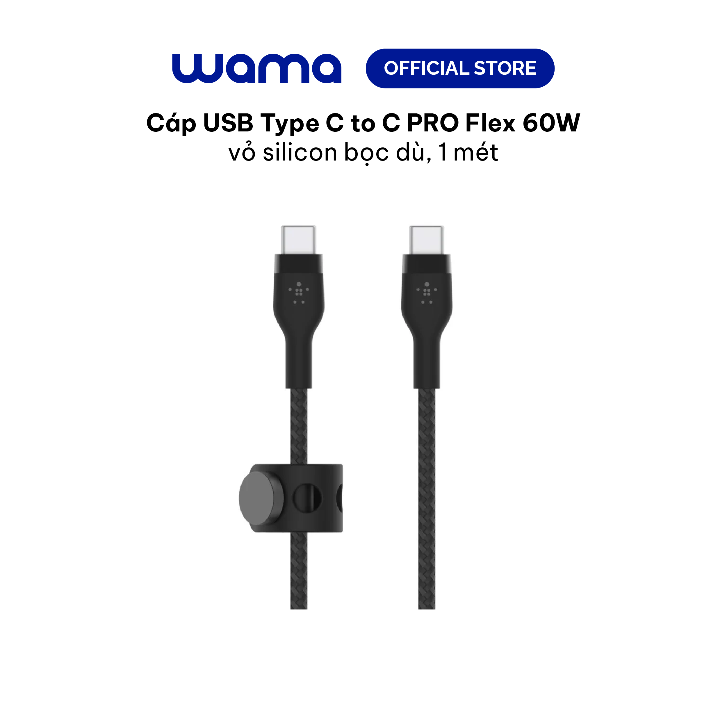 Cáp sạc usb type c - c boost↑charge™ pro flex belkin vỏ silicone bọc dù 60w 1m - bảo hành 5 năm - cab011bt