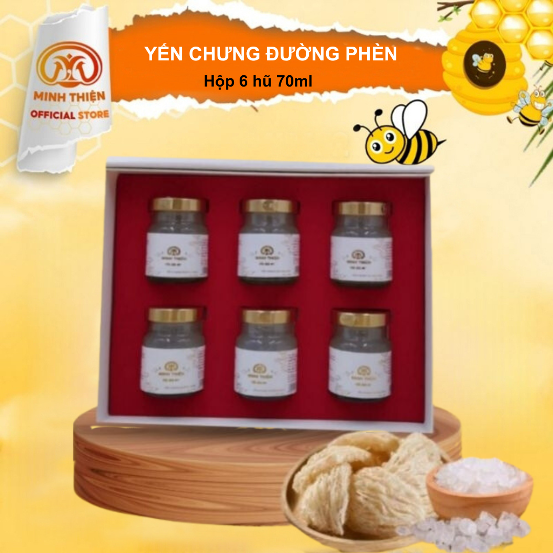 Set quà trung thu hộp 6 hủ yến chưng sẵn yến chưng đường phèn minh thiện hộp 6 hũ 70ml