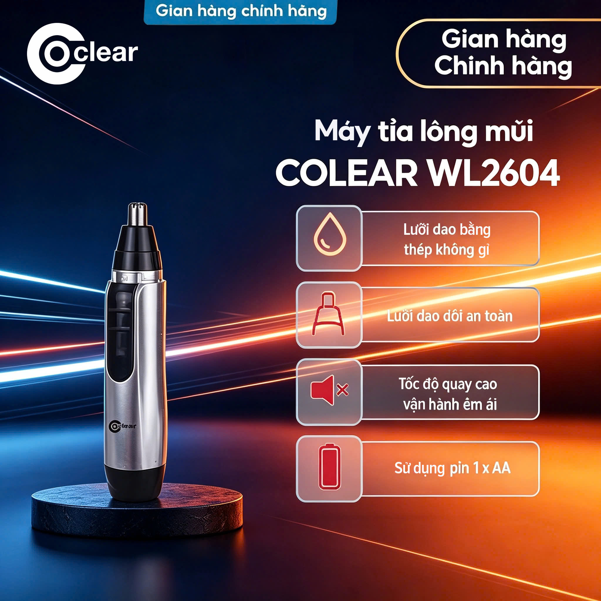 Máy tỉa lông mũi coclear wl2604 - tỉa được cả lông mũi và lông tai - hàng chính hãng bảo hành 24 tháng.
