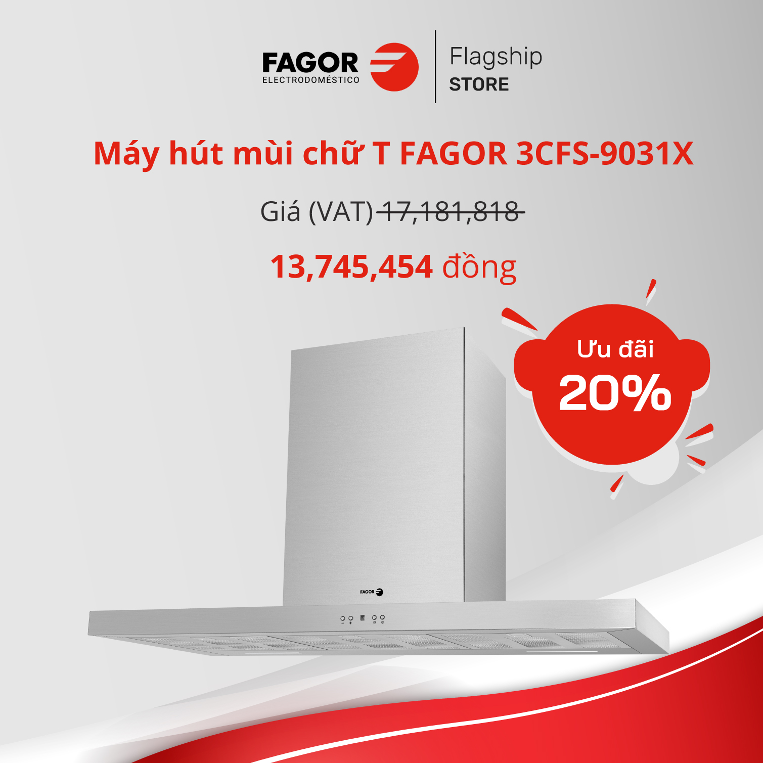 Máy hút mùi chữ T FAGOR 3CFS-9031X