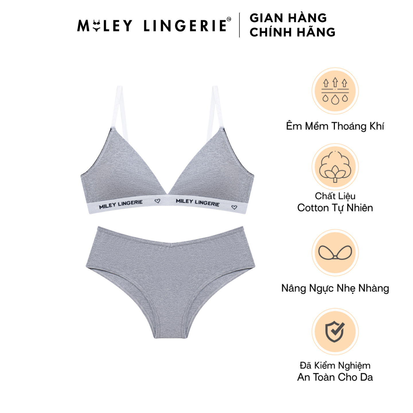 Bộ Đồ Lót Áo Có Đệm Mút Mỏng Và Quần Vải Cotton Tự Nhiên BeingMe Dust Star Miley Lingerie