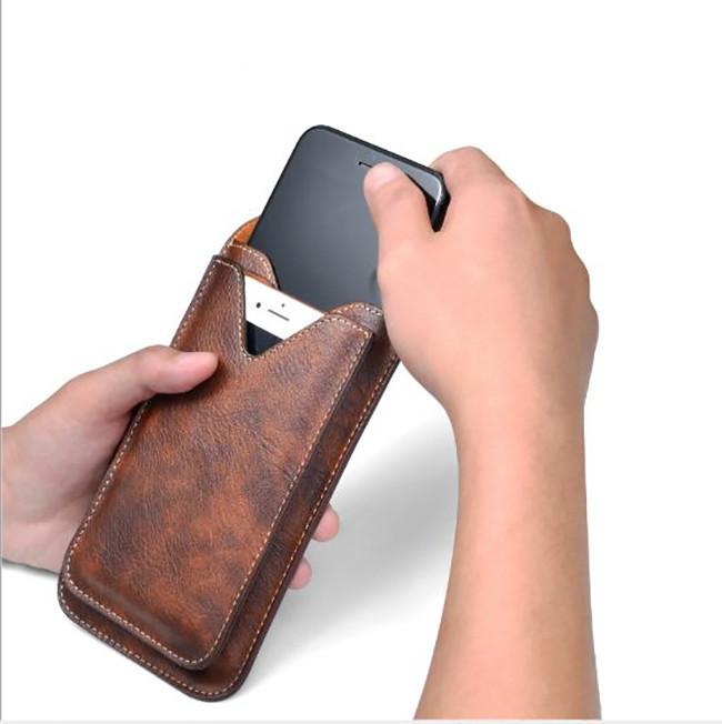 Bao da đeo thắt lưng đựng được 2 điện thoại hiẹu Poluka