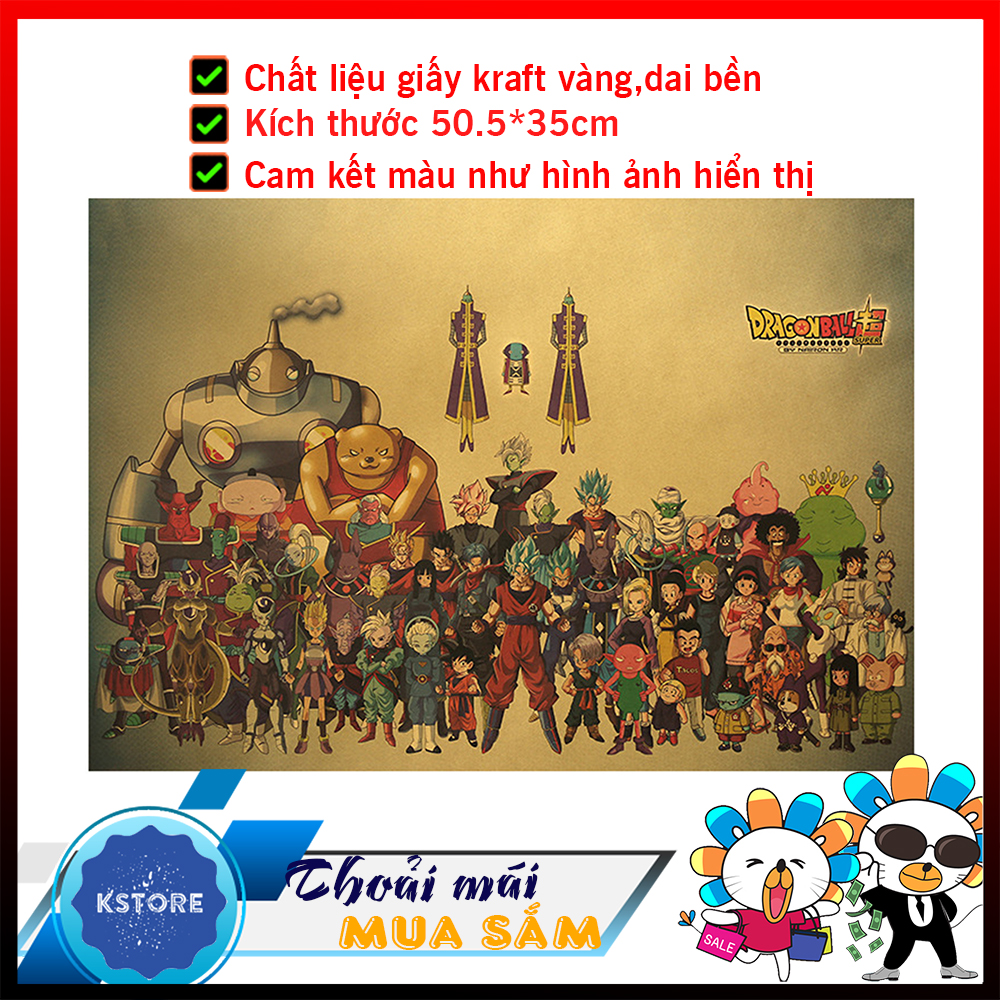[C048 ]Poster, Tranh Dán Tường Dragon Ball M Son Goku Phong cách retro giấy kraft áp phích - Kstore