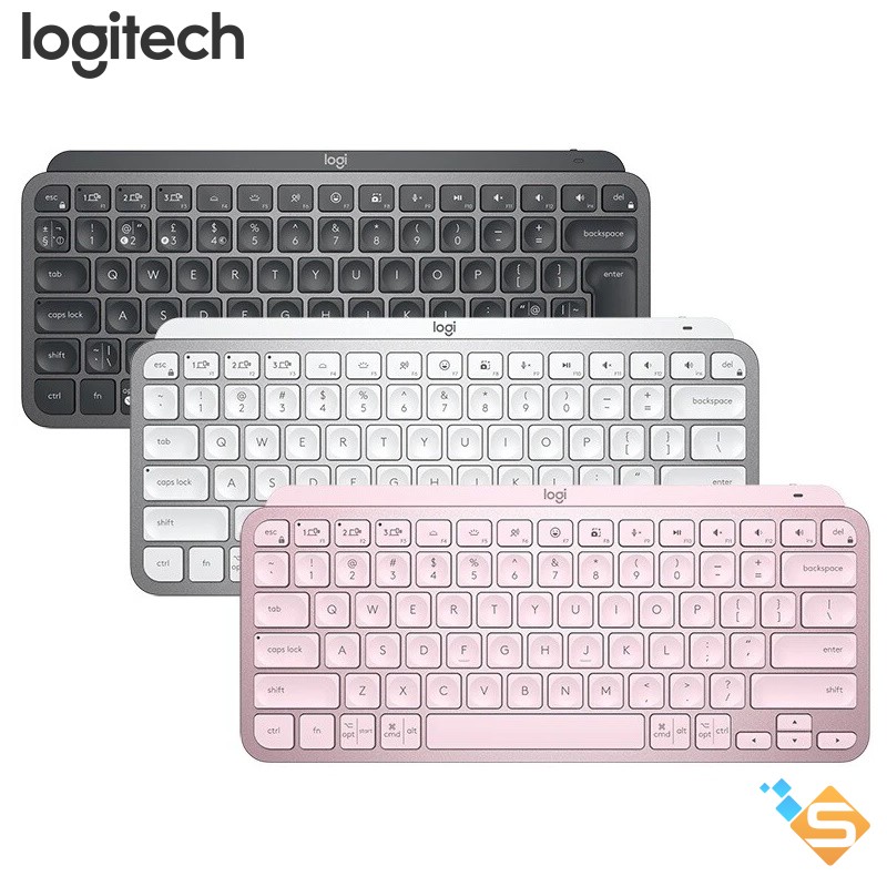 Bàn phím Bluetooth không dây Logitech MX Keys Mini Yên Tĩnh Cho PC & MAC, Phím có thể lập trình, Đèn nền chiếu sáng thông minh, Bluetooth, sạc cổng USB C, dành cho Mac, Windows, Linux, Chrome