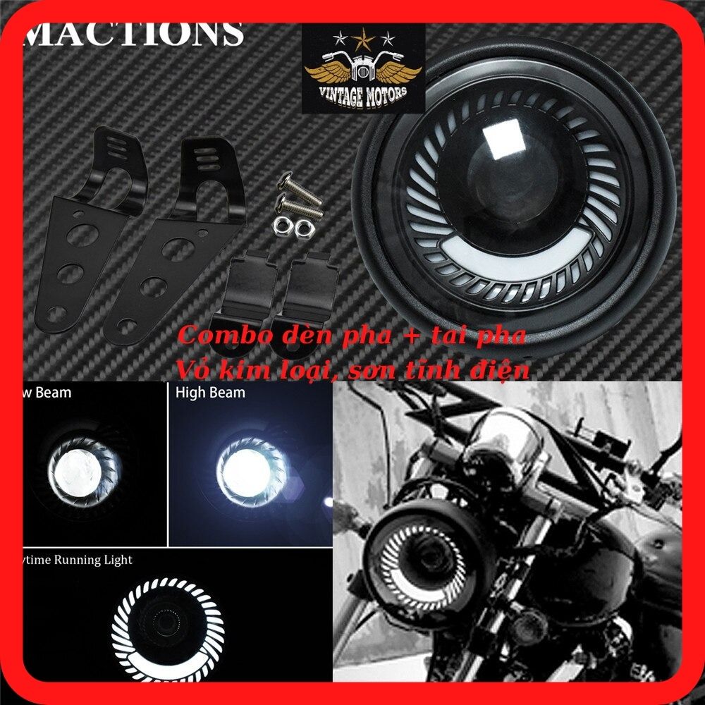 Combo đèn pha led xe máy bi xoáy kèm bộ pat gắn đèn pha ⭐đèn led xe máy kèm 2 pat⭐đèn pha led xe máy siêu sáng + giá gắn đèn xe máy classic thép sơn tĩnh điện và xi inox