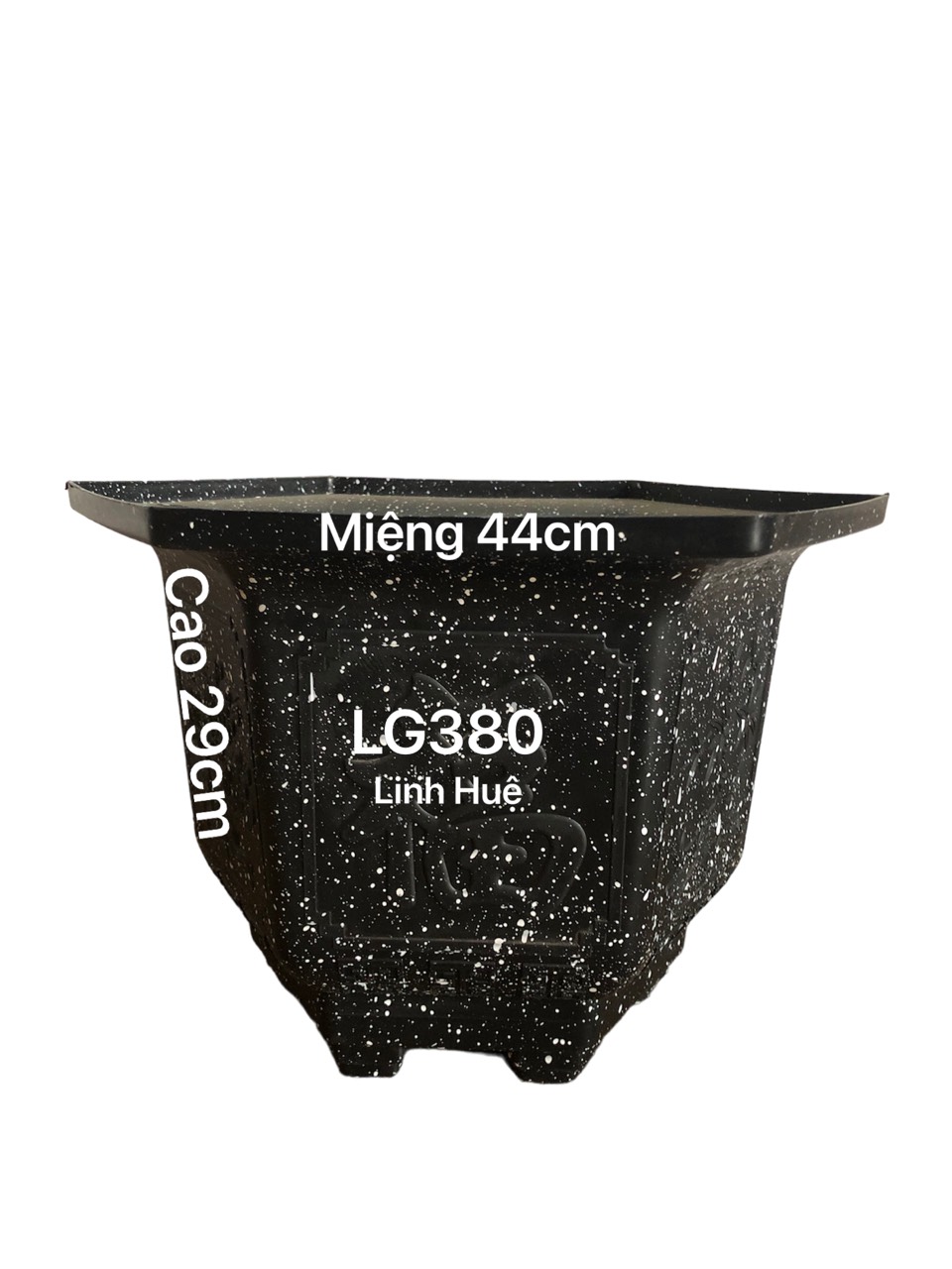 Chậu nhựa trồng cây 5 cái lục giac 380 vân đá đen loại dày dặn