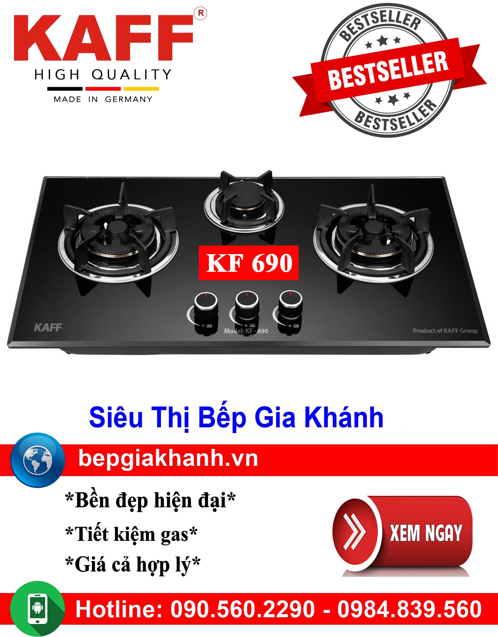 Bếp gas âm Kaff KF 690 bếp gas bếp gas đôi bếp gas đơn bếp gas âm bếp ga bếp ga đôi bếp ga đơn bếp ga âm bep ga bep gas