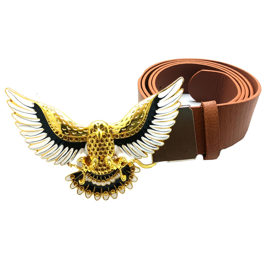 Thắt lưng nam dây nịt nam chất liệu da PU 2 lớp đầu khóa kim loại họa tiết ĐẠI BÀNG TUNG CÁNH .