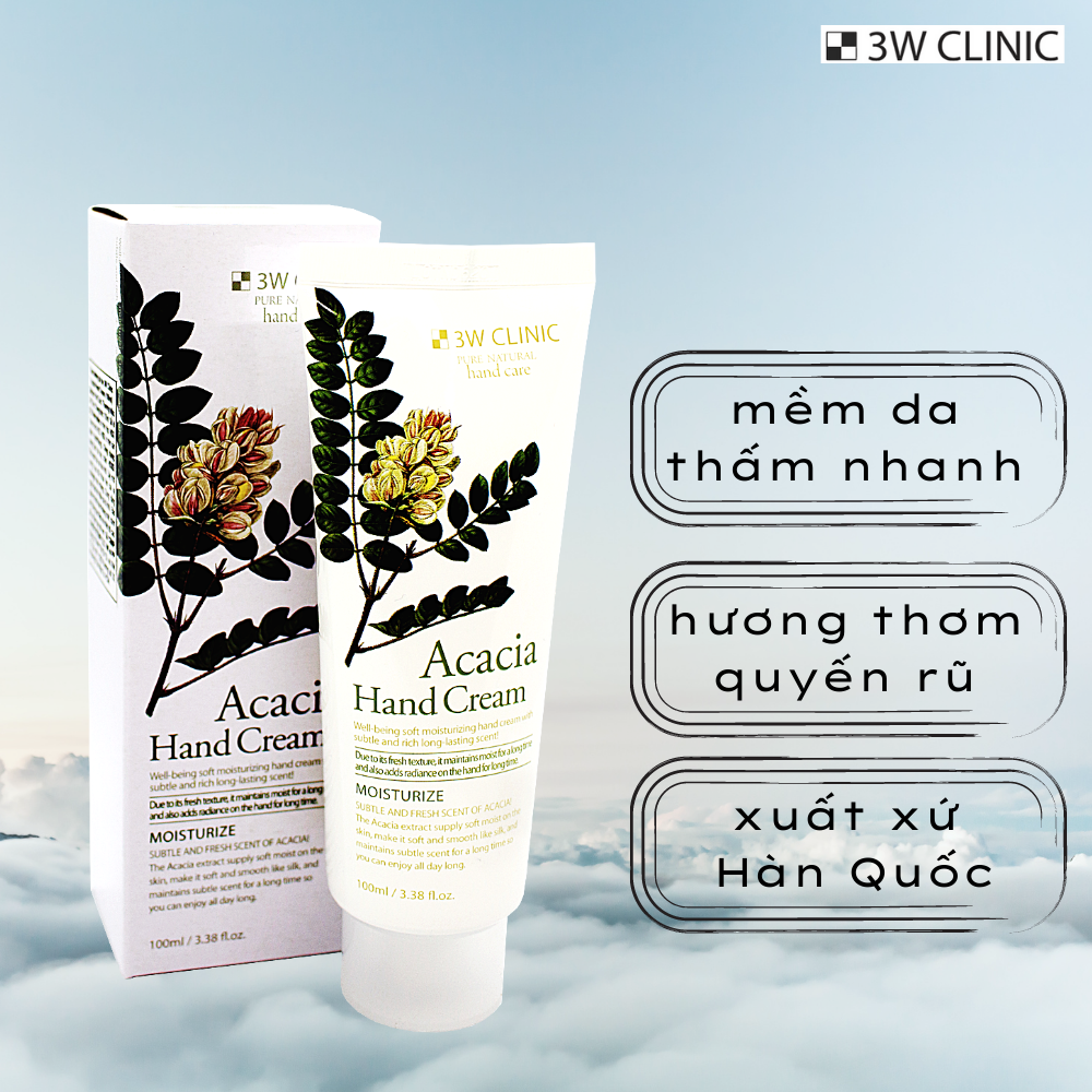 Kem Dưỡng Da Tay Chiết Xuất Hoa Acacia 3W Clinic Hand Cream 100ml