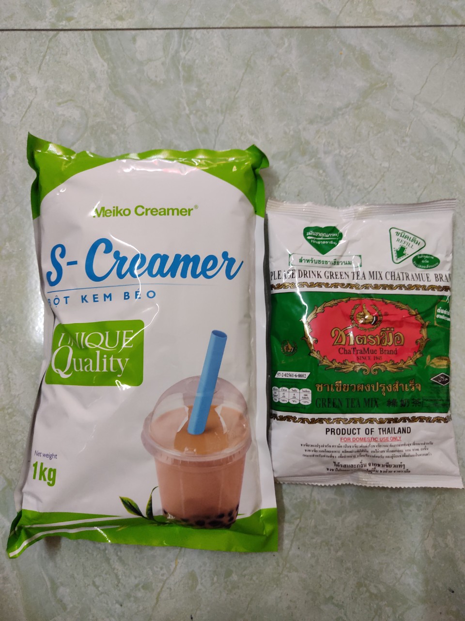 Combo 1 Gói Trà Xanh Thái Lan (200g)+ 1 Bột kem sữa S-creamer (1kg)