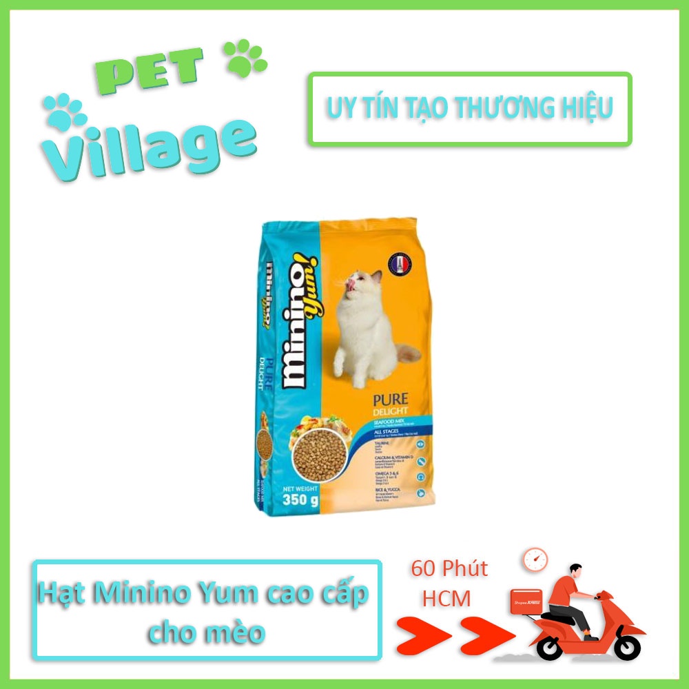 Thức ăn cho mèo mọi lứa tuổi - minino yum 350g vị hải sản | hạt minino yum