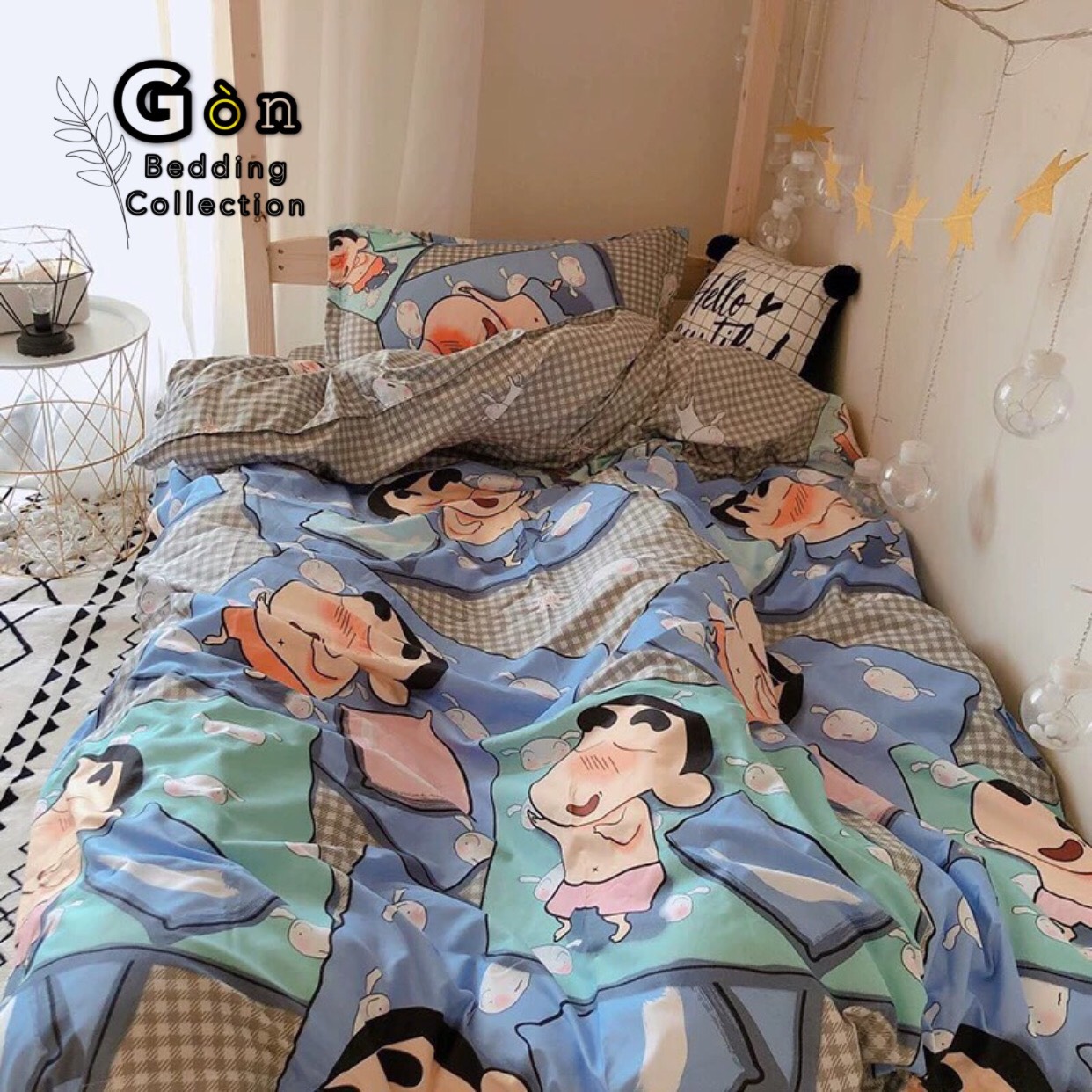 Bộ Chăn Ga Gối Cotton Poly , CuShin , Chất Liệu Thoáng Mát , Kích Cỡ Đa Dạng ( 1 Grap , 1 Vỏ Chăn , 2 Vỏ Gối ) By. Gòn