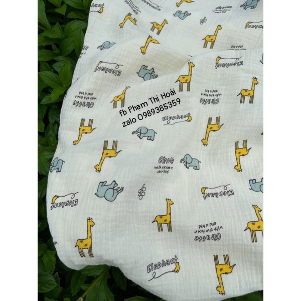 Vải xô muslin 2 lớp cao cấp hươu cao cổ siêu mềm mại